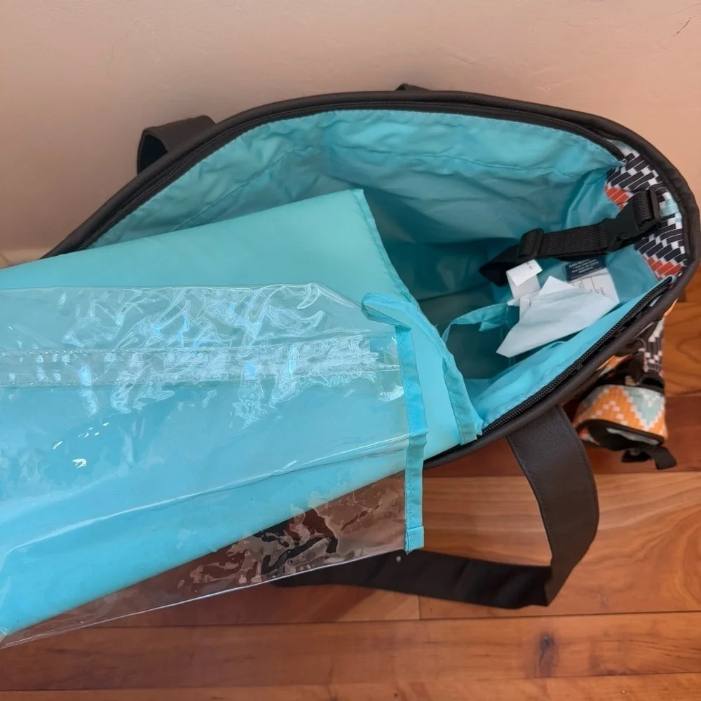 Cherokee Tote Diaper Bag Stroller Loops, Insulated Bottle Holder, Changing Pad